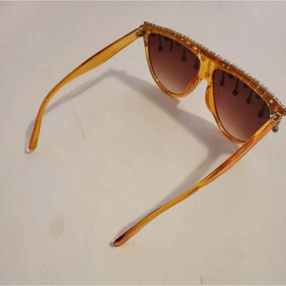 Women Round Oversize Rhinestone Crystal Drip Fashion Sunglasses by FEELOOL main image 4
